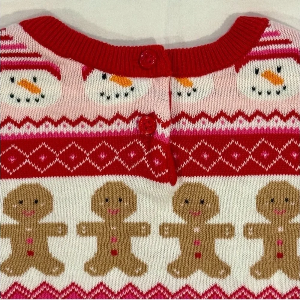Gymboree Gingerbread Fair Isle Sweater Dress Girls 7 Christmas Cotton Snowmen